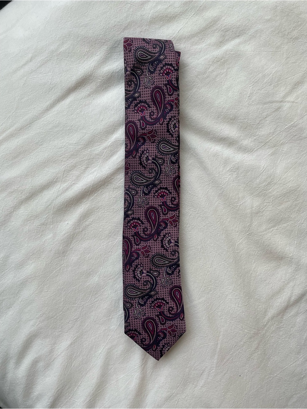 Vintage Tattersall London Silk Tie Paisley Jacquard Pink Purple Handmade